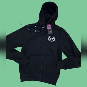 AQ-Sport Fashion Black Zip-Up  Hoodie with Love Logo Women's Size Medium NWT